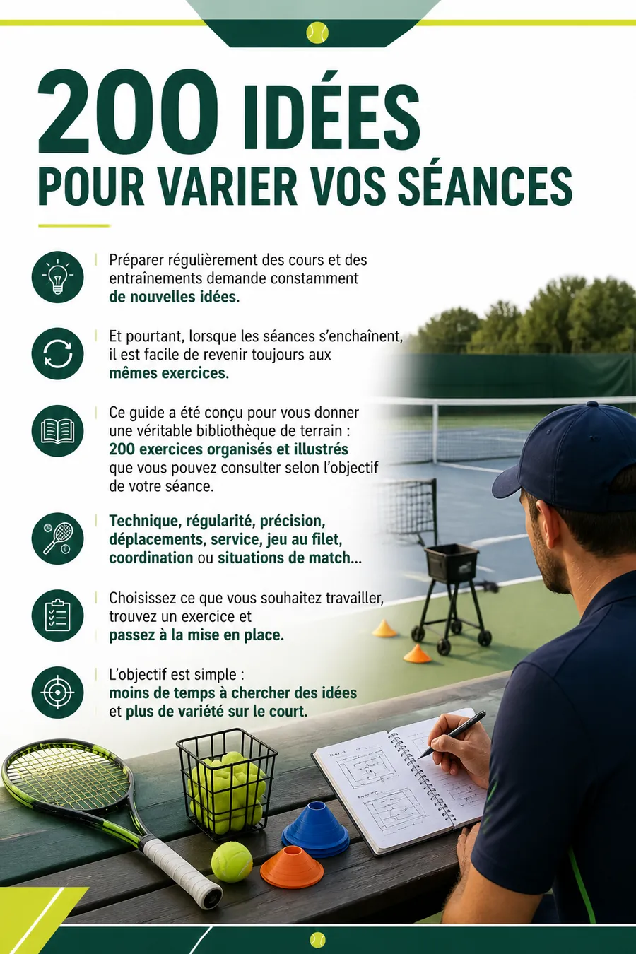 Page illustrée du guide de tennis 2
